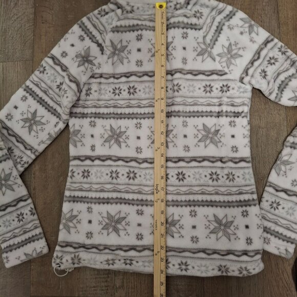 Eddie Bauer Womens Fleece Pullover M Snowflake Pattern Half-Zip Kangaroo Pocket - Picture 7 of 9